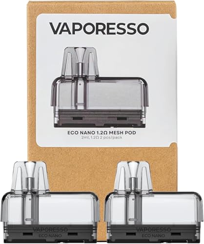 Vaporesso ECO Nano Pod Cartridge 6ML Mesh Coil 1.2ohm Refillable Replacement Mesh Pod for ECO Nano Kit MTL Vaping - 2 pcs - No Nicotine No Liquid