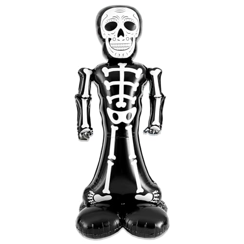 Image of Rozi Decoration Skeleton Foil Balloon Halloween Theme Set of 1 Pc | Decorations Scary for Home, Black and White