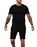 PIDOGYM Mens Outfits Short Sets 2 piece, Tracksuits for Men Sports Shirts and Shorts Summer Fashion Casual Short Sleeve