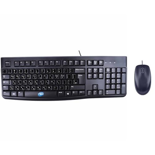 Teclado y ratón USB Simpletek con pegatinas en coreano para redactar y estudiar cómodamente