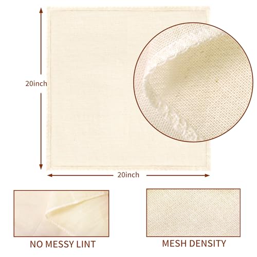 Image of Cheese Cloths, 10Pcs 20x20 Inch Grade 100 Precut Cheese Cloths for Straining, Cotton Unbleached, Reusable Muslin Cheesecloth for Straining, Making Yogurt, Juice, Cooking Turkey