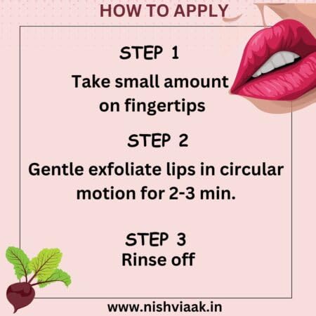Image of Nishviaak Herbs Beetroot Lip Scrub | Natural Sugar Lip Scrub for Pink Lips | Removes Dead Skin, Dryness & Pigmentation | Gentle Exfoliating Lip Care for Soft, Smooth Lips