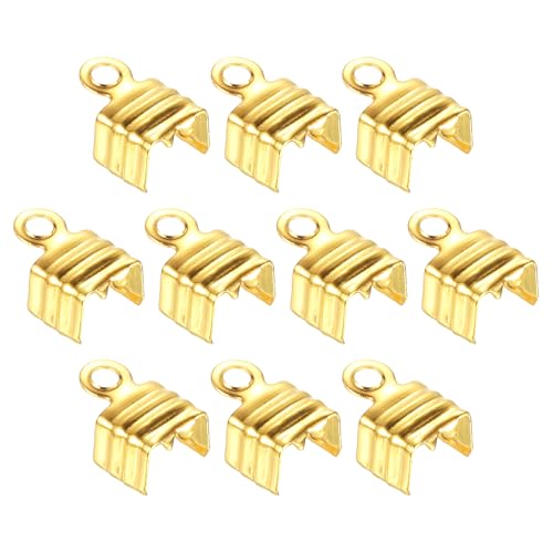 QUARKZMAN 100Pcs 5 x 7.5mm Extrémités de Ruban, Embouts Cordon en Cuir, Pinces d'Extrémité, Pince Serrage, Fermoir Boucle pour la Fabrication Bijoux Diy,...
