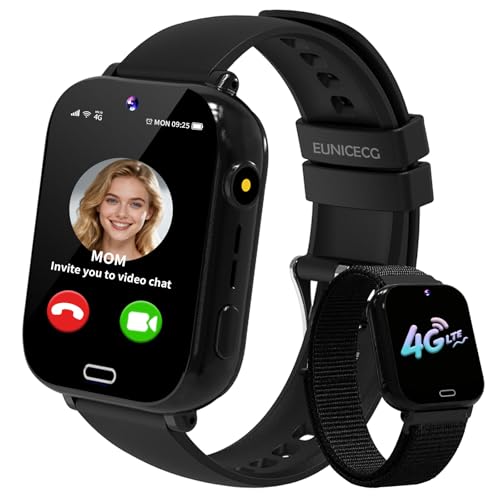 EUNICECG 4G Smartklocka för Barn med GPS-Positionering Videosamtal Telefoner SOS Spel Väckarklocka Kalkylator - Digital Smartwatch Barn Smart Klocka Kids Smart Watch Jongens Meisjes Födelsedag Gåvor