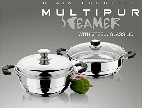 Image of Tosaa Big Induction Compatible Multi Purpose Kadai, 27 cm ,5 Plates, Silver