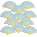 Woohome 12 Pz Ventilador de Papel de Bambú Plegable Mano Ventilador para Decoraciones de Bodas, Fiestas, Bailes, DIY (Azul Claro)
