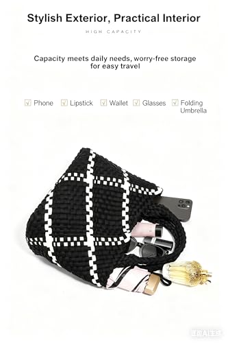Bolso tote tejido para mujer, ligero, con clutch, ideal para la playa, viajes y uso diario miniatura 6