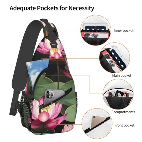Bolso bandolera con estampado de flores Asian Lotus negro miniatura 4