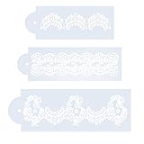 SaktopDeco 3 PCS Cookie Stencil Cakes Side Baking Templates Spray Floral Cake Molds Cake Airbrush Stencils for DIY Wedding Birthday Party