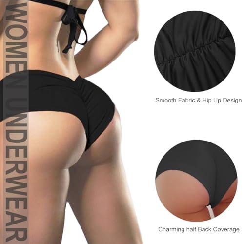 Women's Sexy Sports Briefs Ruched Butt Lifting Panties Half Back Soft Active Yoga Underwear 3 Pack2