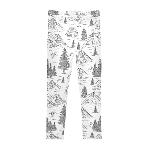 Girls Leggings Vintage Hand Drawn Camping Toddler Girls Clothes Leggings for Girls Toddler Girls Leggings 3-4T2