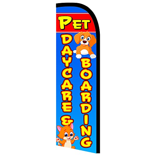Vista Products Pet Daycare & Boarding Premium Windless Polyknit Feather Flag (3 x 11.5 feet)