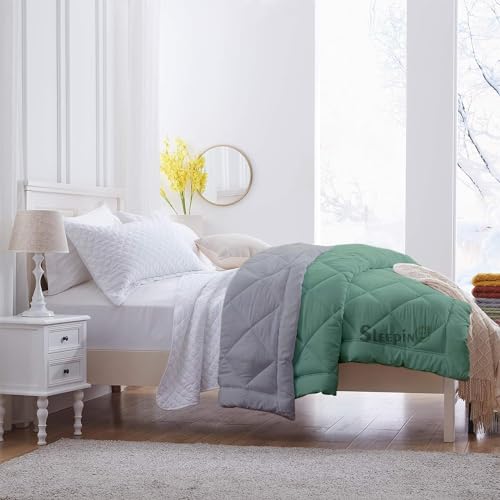 Image of 600 GSM Heavy Winter Double Bed Comforter | Microfiber, Breathable, Reversible,Soft, Lightweight & Machine Washable Comforter for Double Bed 90x100 Inch - SageSilver