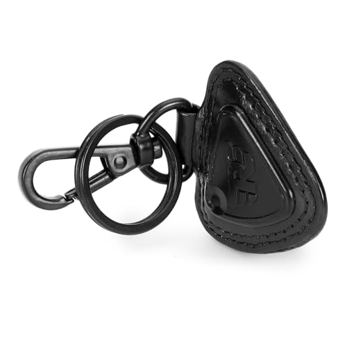 Image of Royal Enfield BATTERY BOX TRIANGLE KEYCHAIN BLACK | Material: 100% LEATHER | Type: LEATHER | Gender:UNISEX Categorisation: RE BATTERY BOX