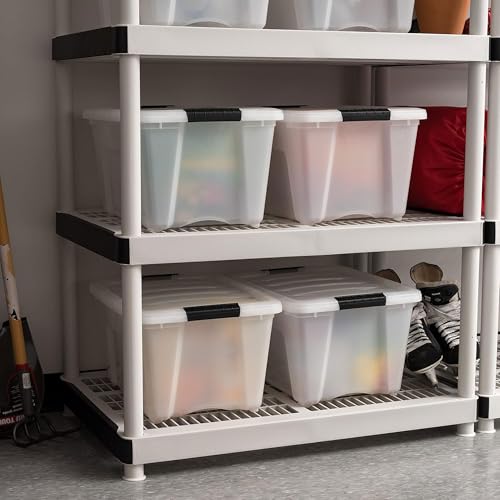 Image of IRIS USA 8 Pack Stackable Storage Bin, 32 Quart Plastic Container Totes with Latching Lids for Home and Office Organization, Pearl
