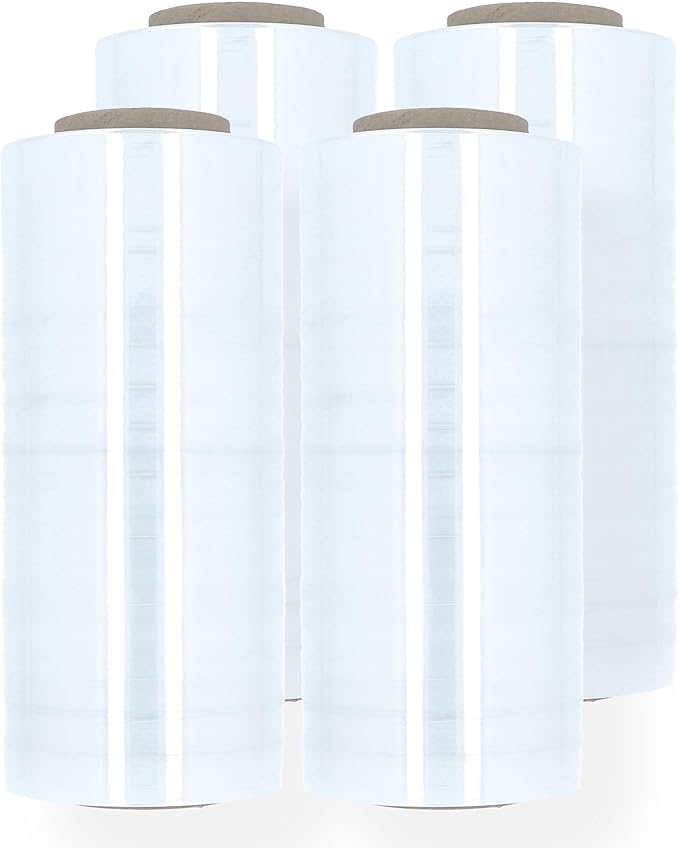 PSBM 4 Rolls 18 Inch x 1500 Feet 70 Gauge Blown Stretch Film/Wrap, Heavy Duty Industrial Strength Clear Shrink/Plastic Wrap for Moving, Packing, Shipping, Pallet Wrapping & Storage