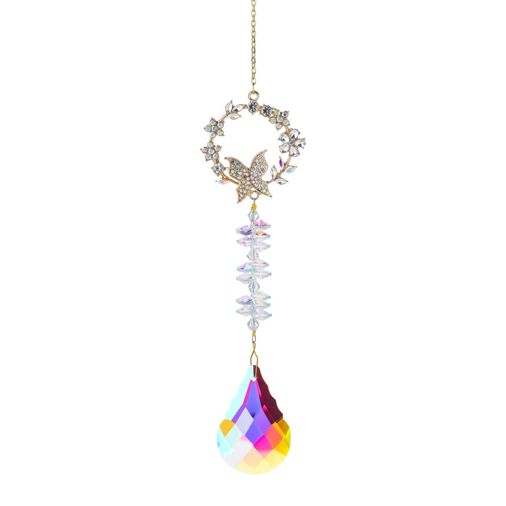 Crystal Suncatcher for Window Garden, Rainbow Maker, Wings Butterfly Design