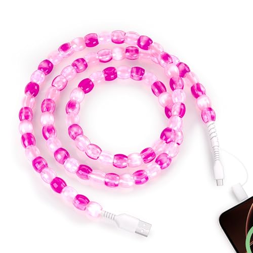 SAMONPOW for iPhone 17 16 Pro Charger Cord 2 in 1 USB C Charger Cable 3FT Jade Beaded Multi Charger Cord 60W USB Fast Charging Cable for iPhone 15 14 13 12 MacBook iPad, for Samsung Galaxy S25 S24