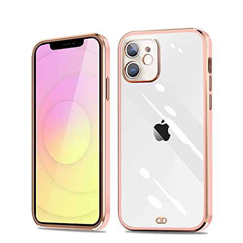 iPhone 12 Mini ケース クリア アイフォン12ミニ ケース 透明 カバー 耐衝撃 落下防止 TPU 薄型 軽量 一体型 人気 全面保護カバー アイフォンケース 型(桜ピンク)