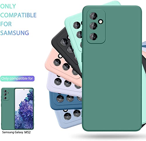Image of DIZORO Liquid Silicone Case with Microfiber Cushioning Compatible for Samsung M52 5G Shockproof Slim Back Cover, Gel Rubber Full Body Protection (Forest Green)