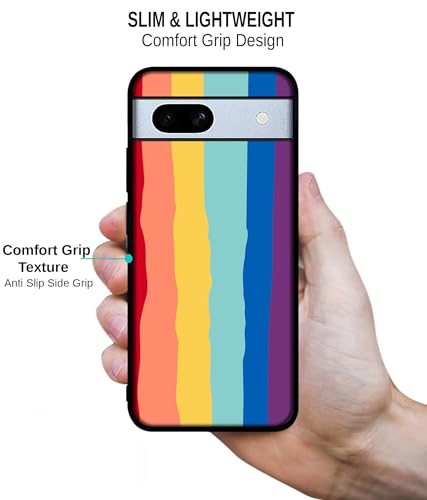 Image of Rainbow Design Premium 2D Printed Metal Back Case Cover for Google Pixel 7A 5G