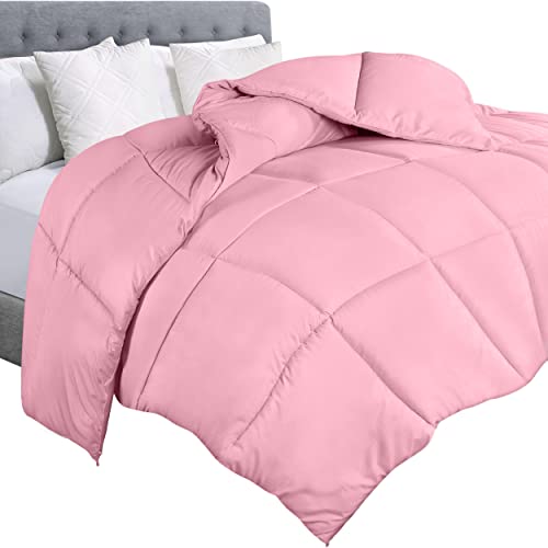 Utopia Bedding Comforter Duvet Insert, Quilted Comforter with Corner Tabs, Box Stitched Down Alternative Comforters King Size (Pink)