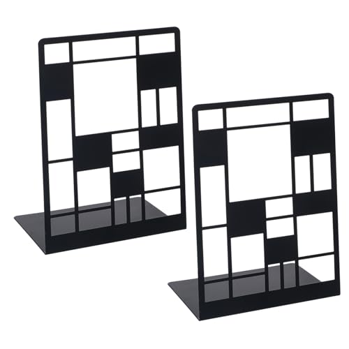 VILLFUL ヴィンテージ調鉄製ブックエンド ブラック滑り止め付き 卓上収納対応 実用的な書籍仕切り 属製角の収納棚用ブックホルダー