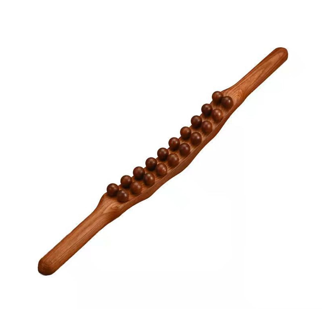20 Beads Wood Massage Stick Myofascial Release Tool Double Row Point Treatment GuaSha Tools for Whole Body Muscle Relaxation Point Massage Scrap