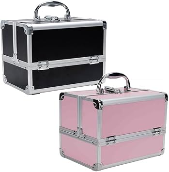 Makeup Vanity Beauty Cosmetic Travel Storage Organiser Box Case with Mirror Black Pink