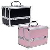 Makeup Vanity Beauty Cosmetic Travel Storage Organiser Box Case with Mirror Black, Pink, Modern