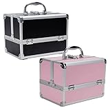 Makeup Vanity Beauty Cosmetic Travel Storage Organiser Box Case with Mirror Black (Black)