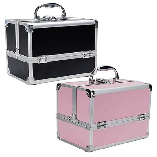 Makeup Vanity Travel Storage Organiser with Mirror, Black