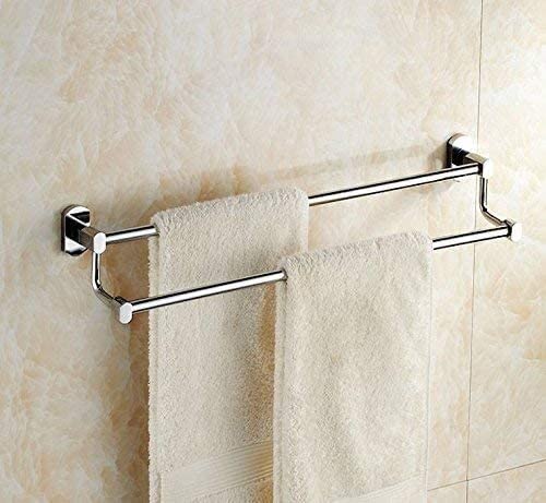 Porte-serviettes tout en cuivre double pôle au design minimaliste pour salle de bain