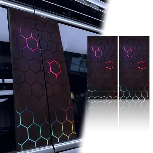 Image of JSCARLIFE Skull Car B-Pillar Sticker, HD Printed PVC Waterproof Car Decals, Car Stickers Vinyl Self-Adhesive Side Strip Decal Cool Stickers (Honeycomb Style 2)
