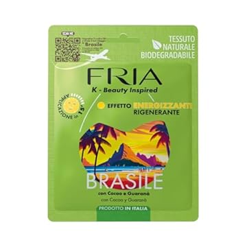 Fria K-Beauty Maschera Viso Brasile con Cacao e Guaranà, Effetto Energizzante e Rigenerante sulla Pelle, Dermatologicamente Testata, Confezione da 1 Maschera