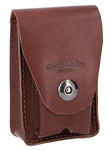 Preisvergleich Produktbild Lederhülle für Zigarettenschachteln und Feuerzeug Zigarettenhülle Zigarettenschachtel Zigarettenbox Dunkelbraun Leder