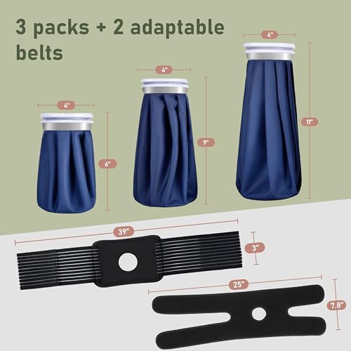 Image of Ice Bags for Injuries Reusable - Dual Hot Water Bag for Pain Relief and Soft Ice Packs for Injuries - Set of 3 Bags and 2 Straps