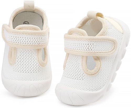 Ailylakp Baby Toddler Girls Boys Shoes Lightweight Breathable For Non-Slip Infant First Walking Shoes Outdoor Toddler Sneakers 6 9 12 18 24 Months White cover