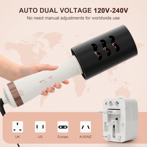 Image of 1200W Dual Voltage 45mm Round Barrel Blow Dryer Brush with Protective Cover