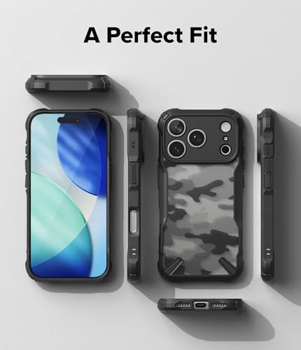 Image of Ringke Fusion-X Compatible with iPhone 17 Pro Max Case Back Cover Military Camo Hard Back Soft Flexible TPU Bumper Scratch Resistant Shockproof Protection - Camo Black