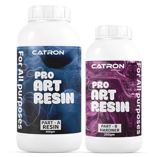 Image of Catron Crystal Clear Epoxy Resin Art Kit 2 : 1 - Ratio Resin and Hardener UV-Resistant | Self-Leveling, Suitable for Beginners DIY Activities with High Gloss,Jewellery and Keychain Making 750 GM