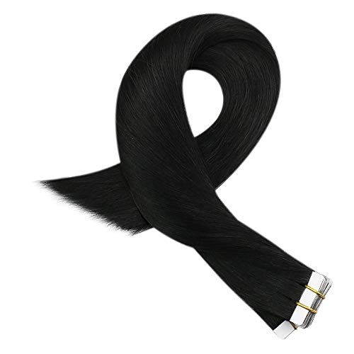 Komorebi #1 Jet Black-14Inch Tape in Human Hair Extensions 20pcs 30g 100% Remy Human Hair Straight Hair Extensions Seamless Skin Weft Extensions