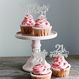 SYKYCTCY 30 Pack 21st Birthday Cupcake Toppers Glitter Twenty-one Cheers to 21 Fabulous Cupcake Picks Happy 21st Birthday Cupcake Decorations Anniversary Party Supplies Silver - Image 6