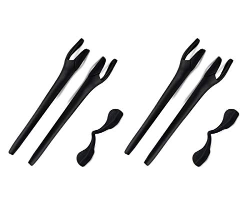 Image of SAUCER Replacement Nose Pieces Pads & Earsocks Temple Sleeve Rubber Kit for Oakley Radar EV Path OO9208 | Radar EV Pitch OO9211 | Radar EV Advancer OO9442 Sunglass - Black + Black