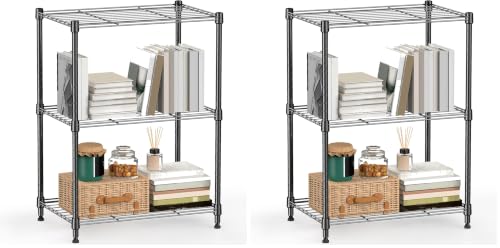 Image of M MZG 450 lbs Steel Storage Shelving 3-Tier Utility Shelving Unit Steel Organizer Wire Rack for Home,Kitchen,Office (11.8 inch D x 17.7 inch W x 26.3 inch H) (Pack of 2)