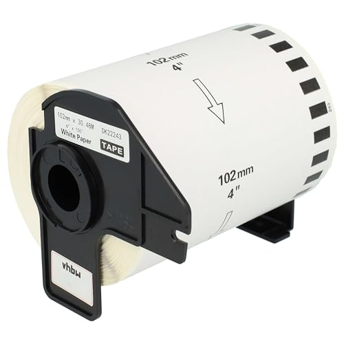 vhbw Etiketten-Rolle mit Halter 102mm x 30,48m (1 Etikette) kompatibel mit Brother PT QL650TD, QL-700, QL-710 Etiketten-Drucker Weiß vhbw Etiketten-Rolle mit Halter 102mm x 30,48m (1 Etikette) kompatibel mit Brother PT QL650TD, QL-700, QL-710 Etiketten-Drucker Weiß