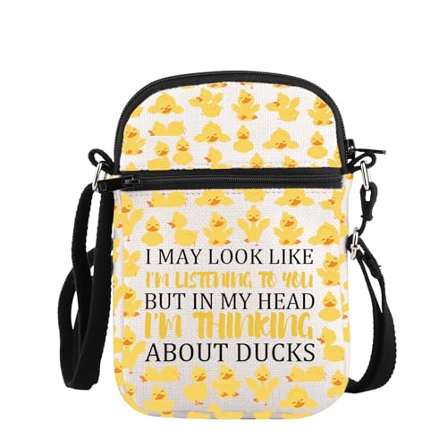 PLITI Duck Gift Duck Lover Gift I May Look Like I'm Listening To You But In My Head Yellow Duck Crossbody Bag For Women
