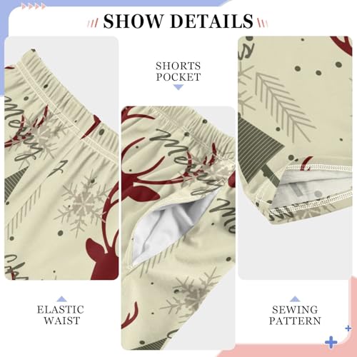 Boys' Pants Christmas Reindeer Green Dots Long Bottoms Jogger Pants Elastic Waist Trousers with Pockets S-XL4