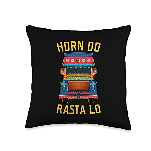 Pakistani Truck Art Gifts Horn Do Rasta Lo Pakistani Truck Art Throw Pillow, 16x16, Multicolor