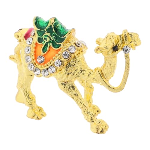 FOMIYES Joyero Decorativo de Camello Vintage Amarillo Bisagras, Caja Étnica para Guardar Anillos y Collares, Caja de Joyería Antigua para Accesorios y Recuerdos, Decoración del Hogar,